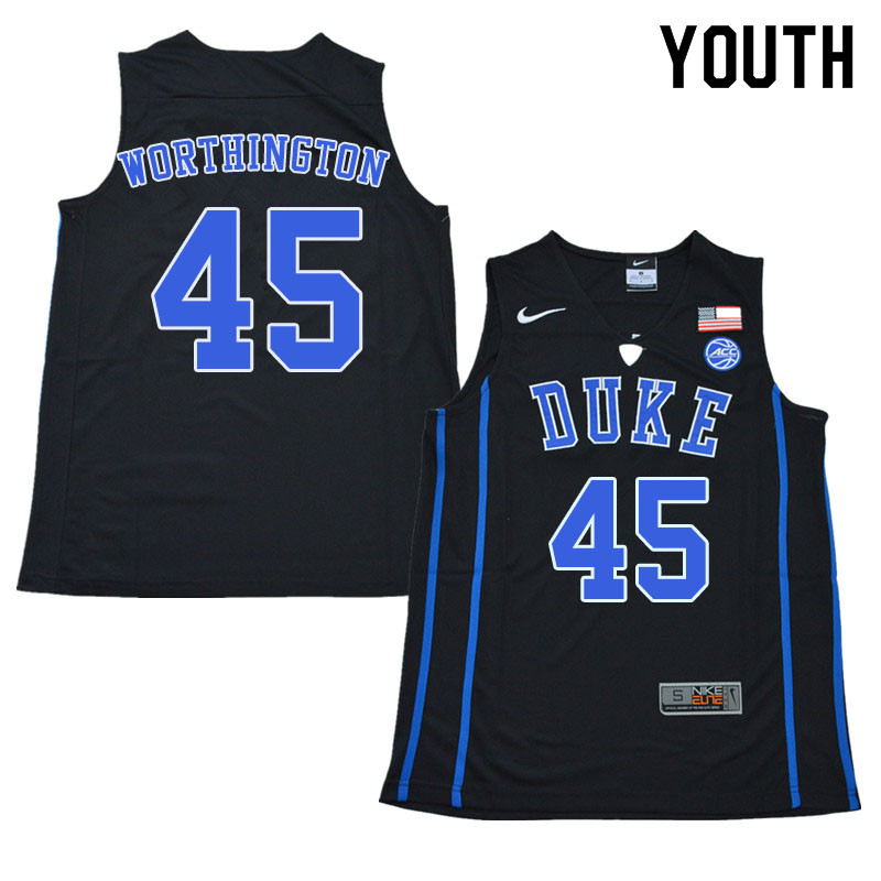 Youth #45 Keenan Worthington Duke Blue Devils College Basketball Jerseys Sale-Black